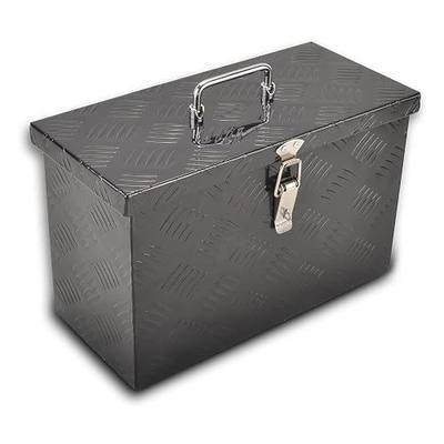 16" Aluminum Truck Bed Tool Box 5 Bar Tread Pick Up Truck Bed RV Storage Organizer with Top Handle Waterproof Lock and Keys - Black(16"x7.5"x10")
