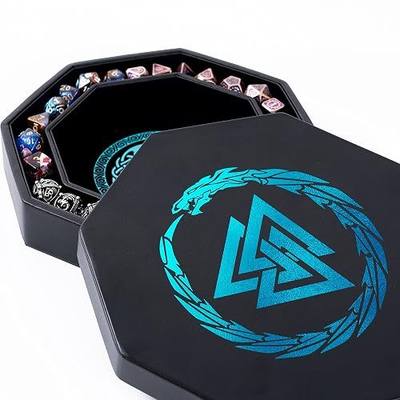 Premium Dice Tray for DND Valknut & Dragon Design - 9 Inch | Beautiful Rolling Tray & Box Storage, Protect Your Dice & Tabletop, For D&D and RPG, Compatible with Dungeons and Dragons