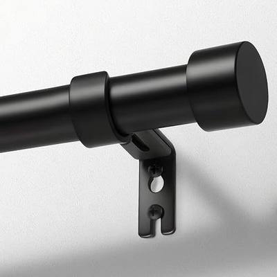 Zeerobee Curtain Rods for Windows 66 to 120, Black Curtain Rod, Adjustable 1 Inch Heavy Duty Outdoor/Indoor Modern Drapery Pole, 32"-120"