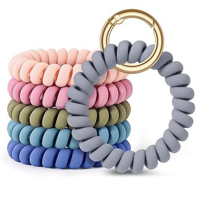 LGEGE 6PCS Stretchable Wristband Wristlet Keychain Wrist Key Chain Wristlet,Spring Flexible Spiral Wrist Coil Wrist Key Holder Key Ring for Sauna Gym Pool ID Badge and Outdoor Sports