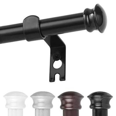 CorkLatta Black Curtain Rods for Windows 30 to 45 Inches with Brackets, Decorative 5/8 Inch Diameter Single Window Curtain Rod Set for Room Divider, Bedroom, Living room, Kitchen, Bathroom | Easy Install,Decorative Small Metal Window Curtain Rod for Room Divider,Bedroom,Living room,Kitchen