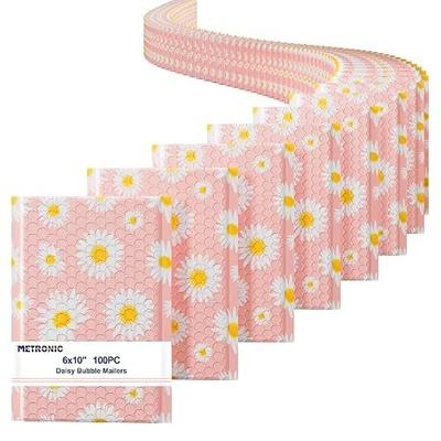 Metronic Bubble Mailers 6x10 Inch 100 Pack Pink Bubble Mailer Fancy Daisy | Usable Size 6x9 Self-Seal Strong Adhesion Padded Envelopes Pretty Padded Mailers for Jewelry, Makeup, Cards, Cute Desin