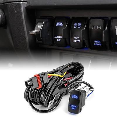 WeiSen 300W Light Bar Wiring Harness Kit Fit for Polaris RZR Ranger General | Plug & Play, 14AWG 1 Lead 12V On Off Rocker Switch, with Pulse Power Connector Relay Fuse