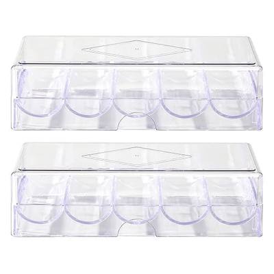 Clear Acrylic Poker Chip Rack with Cover/Casino Chip Tray with Lid, Holds 100 Chips Each
