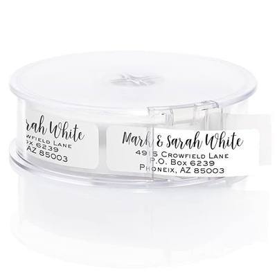 Mixed Script Font Rolled Address Labels/Roll of 250 Chic Black and White Personalized Address Labels/Designer Return Address Stickers in Elegant Plastic Dispenser