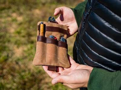 Multi Tool Pocket Pouch for Notebook Mobile Pen & EDC Gears Waxed Compact for Men Everyday Carry Canvas and Leather Holder for Tools Tool Organizer
