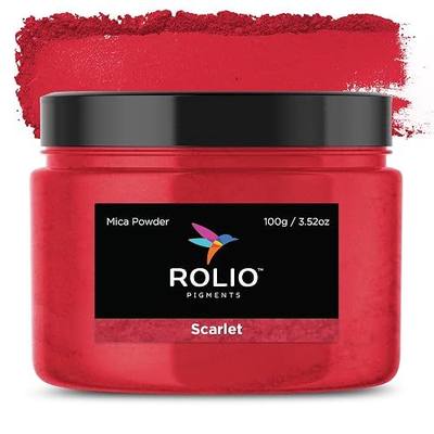Rolio - Mica Powder Color Pigment Jar - Scarlet, 100g / 3.5oz | Mica Powder Colorant for Epoxy Resin, Soap Making, Candles, Bath Bombs, Slime, Nail Polish, Paint, and DIY Crafts