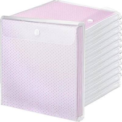 Henoyso 24 Pcs 12 x 12 Scrapbook Paper Storage Organizer Top Loading Plastic Craft Paper Holder Storage Organization for Holding Scrapbook Vinyl Files Photos, Clear