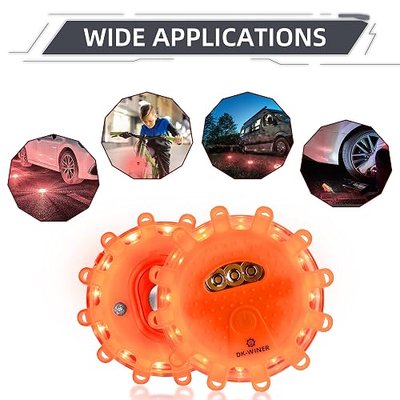 3 LED USB-C Rechargeable Road Flares Kit, High Visibility Emergency Roadside Beacon Warning Lights with Hanging Hook