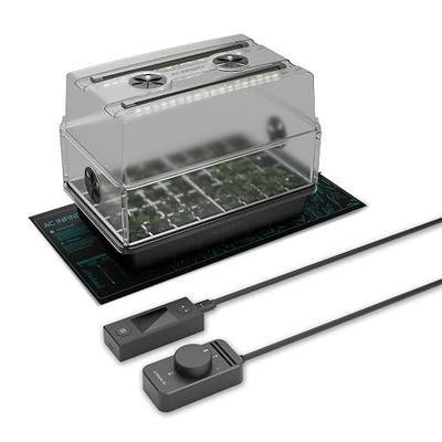 AC Infinity Heavy-Duty Humidity Dome 5x8 Germination Kit, Full Spectrum LED Grow Light Bars w/Samsung LM301H EVO LEDs, Heat Mat, 3 mm Thickest Dome, Trays, Vented Panels, for Seed Starting