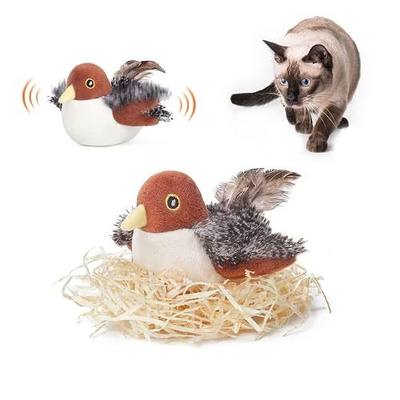 Potaroma Cat Toys Rechargeable Flapping Bird Sparrow, Lifelike Chirp Tweet, Touch Activated Kitten Toy Interactive Cat Exercise Toys for All Breeds Cat Kicker Catnip Toys 4.0 Inches | Touch Activated, Interactive Kitten Exercise for All Breeds with Catnip, 4.0 Inches