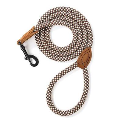 Mile High Life Dog Leash with Genuine Leather Connection, 6 FT/5 FT/4 FT | Rope Leash, Heavy Duty 360° Swivel Metal Clasp, for Small Medium & Large Dogs (Brown, 48 Inch)