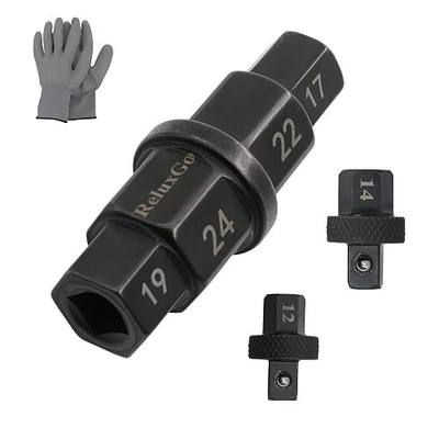 ReluxGo Motorcycles Hex Axle Tool Steady Hex Bit Socket Set Black Spindle Socket Adapter Tool 12mm,14mm,17mm,19mm,22mm,24mm with Gloves, 6 in 1 (6 in 1)