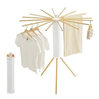 JOOM Tripod Clothes Drying Rack, Garment Rack Portable and Foldable Space Saving Laundry Drying Rack - Drying Rack Clothing Floor Folding Balcony Bedroom Household Wooden