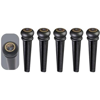 6-Pack Ebony Guitar Bridge Pins with Abalone Dot Inlay | acoustic guitar replacement set, ebony wood material, abalone shell inlay dot, clean sustain tone