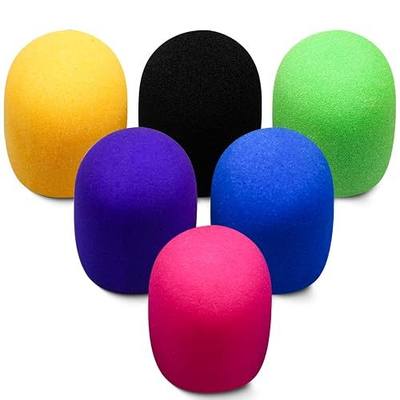 Microphone Cover Colorful Foam Mic Cover Washable Microphone Windscreen Microphone Covers Suitable for Most Standard Handheld Microphone (6 Color)