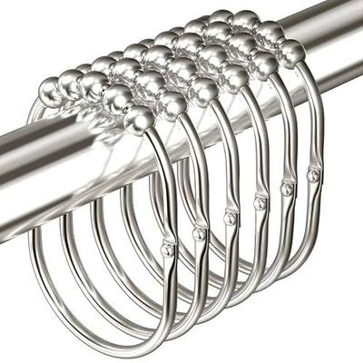 MENGJINGO 12PCS Wide Shower Curtain Hooks Rings, Rust Proof Stainless Steel, Heavy Duty Shower Hooks Rings for Bathroom Shower Rods Curtains Liners, Easy Glide Rollers, Set of 12,Chrome