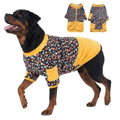 LovinPet Large Dog Flannel Coat, Warm Dog Winter Coat with Front Sleeves and Snap Buttons, Cozy Full-Coverage Layer for Chilly Short-Hair Dogs, Glow in The Dark Dot Dot Black Prints, L
