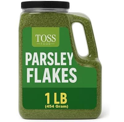 Toss European Dried Parsley Flakes Bulk 16 OZ -Medium Cut Parsley Seasoning - Great Addition to Cooking,Soups, Salads and Baking - Great Source of Fiber, Calcium & Iron