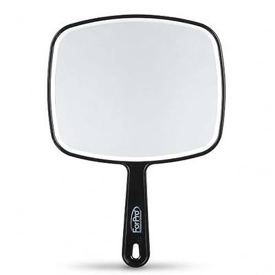 ForPro Hand Mirror with Handle, 9.6" L x 6.3" W, Distortion-Free, Black | Multi-Purpose Premium Handheld Mirror with Distortion-Free Reflection