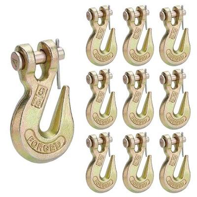 5/16" Clevis Grab Hooks Grade 70 Forged Steel Tow Hooks 5,400lb WLL | for Truck & Trailer Transport Chains, 10-Pack
