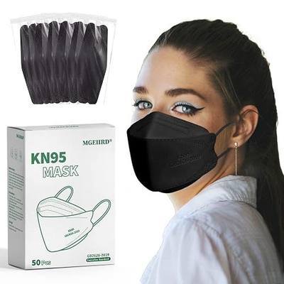 KN95 Face Masks for Adults 50 Pcs, Individually Wrapped, 5-Ply Black Disposable Face Mask Against PM 2.5 Smoke & Dust, Filtration Efficiency 95%