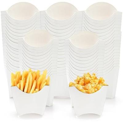Lyellfe 250 Pack French Fry Holder, 4 Oz Disposable To Go Fry Container | Stackable White Kraft Paper Charcuterie Cups for Fries, Onion Rings, Popcorn, Take Out, Party, Grease Resistant