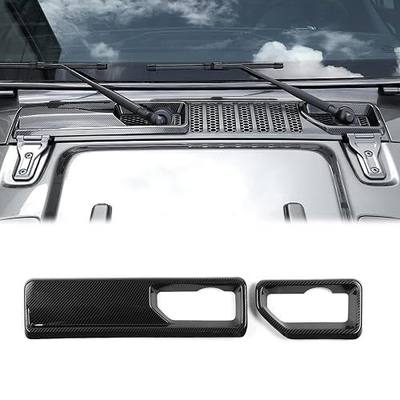 JWWY JL Wrangler Front Wiper Base Panel Protect Cover Trim Compatible with 2018-2026+ Jeep Wrangler JL JLU Gladiator JT 4xe Trunk Accessories Carbon Fiber