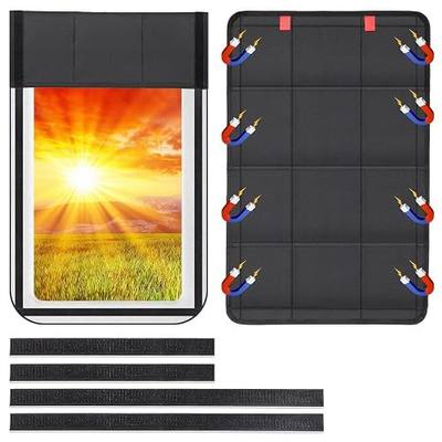 Spurtar RV Door Window Shade 25" x 16" (Outer Frame Size), Black | UV Protection and Privacy Features,For Campers, Motorhomes, Travel Trailers, Hook and Loop & Magnetic Foldable