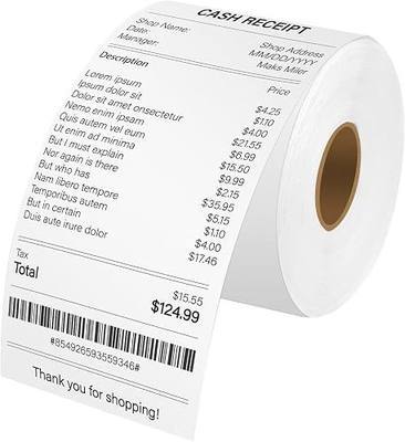 Cruxer Continuous Receipt Paper Compatible for Dymo 30270 2-1/4" x 249ft | A30270 (57mm x 76m) Non-Adhesive White Thermal Paper for Label Writer 300 310 320 330 400 Duo 450 Twin Turbo Printer, 1 Roll