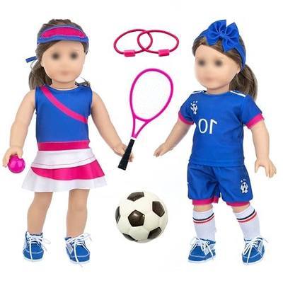 American 18 Inch Doll Clothes and Accessories - 2 Sports Suits for American 18 Inch Doll Including Tennis,Soccer Outfits and Accessories etc.