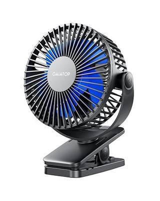 Gaiatop Portable Clip on Fan, Mini Personal Rechargeable Fan Black Blue | Battery Operated, Small 3 Speed Quiet 360° Rotate, Cooling for Desk Table Home Office Stroller Camping Women Gifts