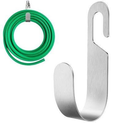 Garden Hose Hanger, Stainless Steel Wall Mount Water Hose Holder, Hanging Hose Storage Rack Hose Stand for Garden Hose, Ropes, Outside Yard (Silver)