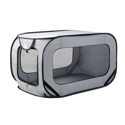 Love's Cabin 36in Portable Large Dog Bed - Pop Up Dog Kennel, Indoor Outdoor Crate for Pets, Portable Car Seat Kennel, Cat Bed Collection, Grey