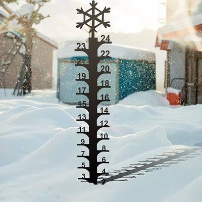 Outdoor Snow Gauge 24 Inch Iron Art Snow Gauge Detachable Christmas Snowflake Snowfall Measuring Gauge Handmade Snow Measuring Stick for Garden Yard Christmas Decoration Gift (A-Snowflake)