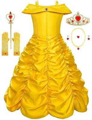 Princess Costume for Girls Yellow Princess Dress up with Accessories