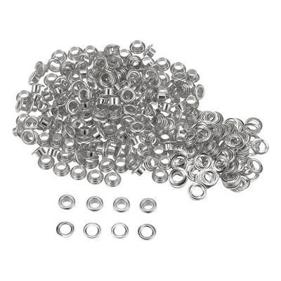 HARFINGTON 200set Grommets Kit Metal Eyelets 4.5mm 3/16" Hole Tiny Grommet for Shoes Clothes Belt Bag DIY Project, Silver Tone