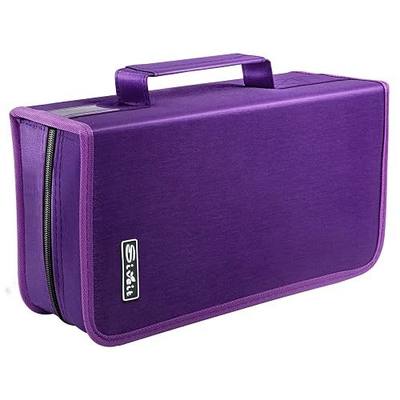 Siveit DVD Case Holder, CD/DVD Case Wallet Binder Holder 160 Capacity CD DVD Cases Organizer Portable CD Binder Wallet for Home Travel (Black binder, Purple)