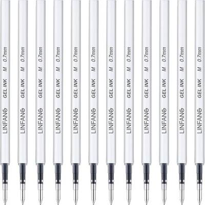 Black Gel Pens Refills, 12 Pack Retractable Gel Ink Pen Refills Bulk, Medium Point 0.7mm Tip Smooth Writing Quick Dry Gel Pen Refills for Journaling Writing School Office Supplies (12 Black 0.7mm)
