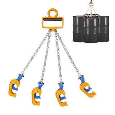 BEAMNOVA Upgraded Chain Drum Lifter, 2 Tons, for 30 & 55 Gallon Drums | 4 Grab Hooks, 4 Chains, 4400 lbs for 30Gal 55Gal Metal/Plastic Barrel, Lifting Sling Accessories for Forklift, Hoist & Crane