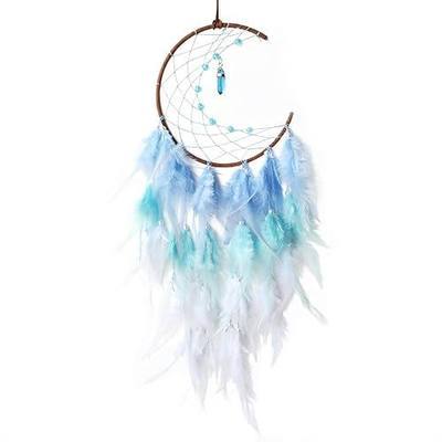 Blue Moon Dream Catcher with Pendant | Handmade, Wall Hanging Ornament, Bedroom Living Room Home Decor