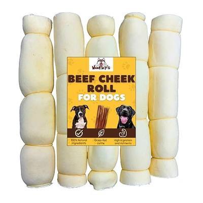 Woofley's 9-10" Buffalo Beef Cheek Roll - (5 Count)- Beef Cheek Rolls for Dogs - Long Lasting Natural Dog Chews