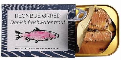 Fangst Regnbue Orred | Tinned Smoked Freshwater Trout with Juniper and Lemon Thyme | 1 x 110g