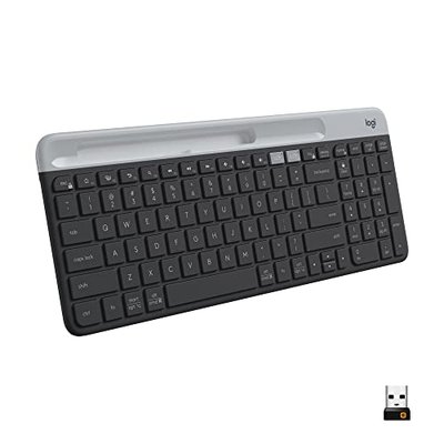 Logitech K585 Slim Wireless Keyboard with Built-in Phone Cradle - Graphite