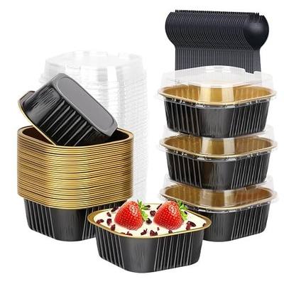 LNYZQUS 5oz Mini Cake Pans with Lids and Spoons, Disposable Brownie Tins