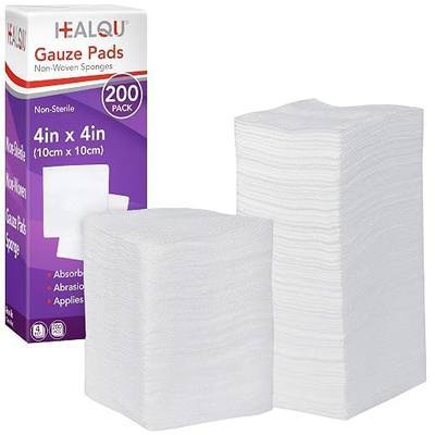HEALQU 4x4 Gauze Pads - Bag of 200-4-Ply, Non-Woven Surgical Sponges - Super Absorbent Medical Gauze Sponges for Wound Dressing, Debridement, Cleaning, Prepping