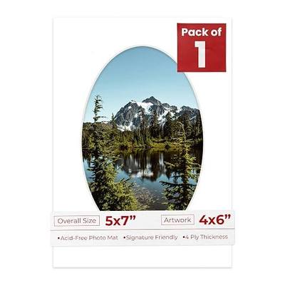 Poster Palooza 5x7 Mat Bevel Cut for 4x6 Photos - Precut White Oval Shaped Photo Mat Board Opening - Acid Free Matte to Protect Your Pictures - Bevel Cut for Family Photos, Pack of 1 Matboard
