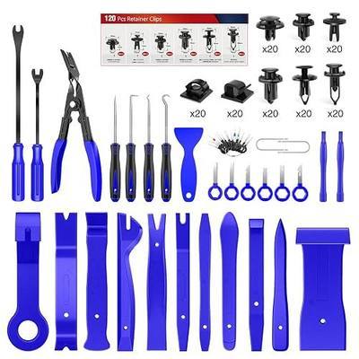 Nilight 200Pcs Trim Removal Tool, Auto Push Pin Bumper Retainer Clip Set Fastener Terminal Remover Adhesive Cable Clips Round Handle Crowbar Kit Car Panel Radio Auto Clip Pliers