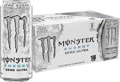 Monster Energy Zero Ultra, Sugar Free Energy Drink, 16 Ounce | Pack of 15