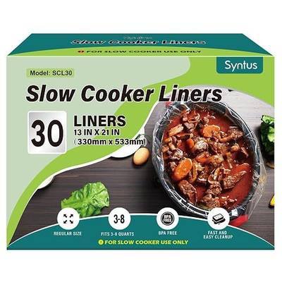 Syntus Slow Cooker Liners, 30 Count Cooking Bags Large Size Disposable Pot Liners Plastic Bags, Fit 3QT to 8QT for Slow Cooker Cooking Trays, 13"x 21", 30 Liners